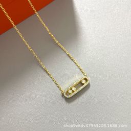 thumbnail for Messika full of diamonds, smart three-diamond necklace, women's MOVE sliding bead pendant, classic niche light luxury fashion clavicle chain