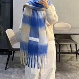 thumbnail for Scarf women's winter ac double-sided rainbow plaid shawl long seahorse hair color-blocked scarf men's tassel