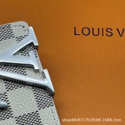 thumbnail for New L Men's Belt Smooth Buckle V Letter Belt Youth Plaid Pants Belt Trendy Casual Business Belt