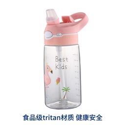 thumbnail for Kindergarten Kidsren's Tritan Plastic Water Cup Student School Cartoon Summer Portable Duckbill Straw Cup High Temperature Resistance