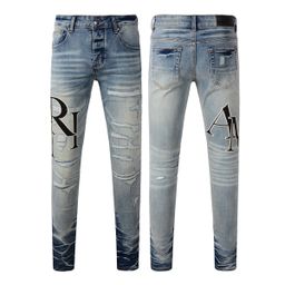 thumbnail for Foreign trade cross-border European and American fashion brands street hiphop fashion skinny slim small foot jeans