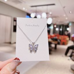 thumbnail for Classic bestseller butterfly series necklace, titanium steel collarbone chain butterfly tassel necklace, design is versatile and timeless