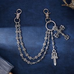 thumbnail for European and American Cross Retro Style Bag Chain Accessories Double Layer Chain Accessories Hanging Chain Sword
