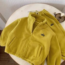 thumbnail for Children's thickened sweatshirt set 2025 autumn children's fashionable foreign style versatile alphabet sweatshirt and sweatpants two-piece set