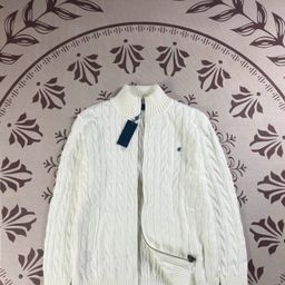 thumbnail for Cross-Border Rl Pony Logo Autumn and Winter Embroidered Lapel Couple's Zip-Up Sweater Men's and Women's Cable Knit Cardigan Wool Sweater