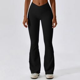 thumbnail for AL Cross-border Yoga Pants for Women: High-Waist Cross Slim Flare Leg Lengthening Leg Lengthening Abdomen-Tightening Hip-Lifting Fitness Wide-Leg Flared Pants
