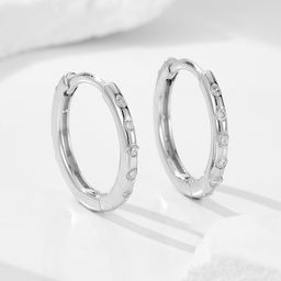 thumbnail for S925 sterling silver and diamond earrings, earrings, European and American cross-border niche design, fashionable and simple, personalized geometric circle earrings