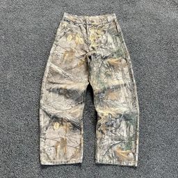 thumbnail for Spot Cross-Border Carhartt Summer Washed Camouflage Pants Branches American Distressed Wide-Leg Loose Straight Jeans