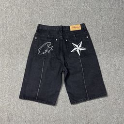 thumbnail for Cross-border Corteiz Alcatraz Jeans Star Embroidered Jacket High Street Retro Antique Shorts Trendy Shorts
