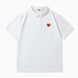 thumbnail for Couple Style Peach Heart T-Shirt for Men and Women Pi Embroider Cross-Border Heart Polo Shirt Short-Sleeved Pure Heart Trendy Brand Ay Big Red