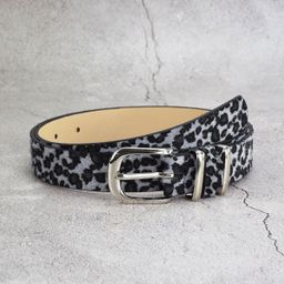 thumbnail for Shein Cross-Border Popular Belt Factory Double Ring Leopard Print Horse Hair Retro Women's Thin Belt Belt in Stock