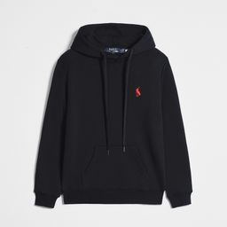 thumbnail for RL Versatile Spring and Autumn Men's Thin Plus Size Hooded Cardigan Solid Color Zipper Sweatshirt Polo Pony Embroidered Jacket Casual