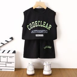 thumbnail for Colete de verão infantil terno esportivo malha estilo de secagem rápida casual menino sem mangas fino terno de futebol