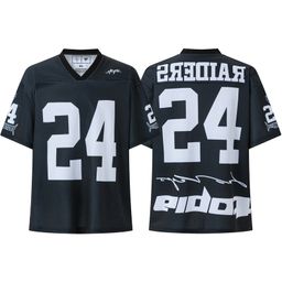 thumbnail for Travis Scott American Hip Hop V-Neck Stitched Monogram Print Short Sleeve T-Shirt Casual Sports Jersey for Men and Women