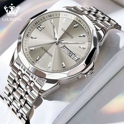 thumbnail for Laurit novo relógio mecânico de imitação em forma de diamante relógio masculino à prova d'água relógio de quartzo transmissão ao vivo comércio exterior modelo quente dropshipping