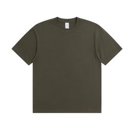 thumbnail for Summer 230g cotton T-shirt men's solid color crew neck short sleeve heavy casual combed cotton men's and women's front shoulder shirt