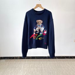 thumbnail for 25 autumn and winter new women's heavy cartoon graffiti bear jacquard embroidery crew neck casual loose knit sweater