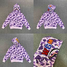 thumbnail for Fashionable Brand Bape Shark Camouflage Zipper Sweatshirt for Men and Women, Loose and Trendyy Velvet Hooded Cardigan Jacket for Men and Women
