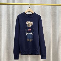 thumbnail for High-end autumn and winter new cotton heavy industry national flag cartoon bear crew neck college age-reducing sweater for men and women A20