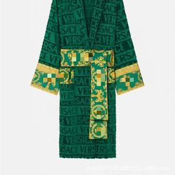 thumbnail for Cross-border VERS, Medusa, pure cotton cut ve**et jacquard bathrobe, men's and women's couples, long-sleeved loungewear, luxury dressing gowns
