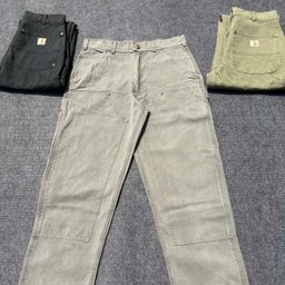thumbnail for B01 high version Carhartt kharat canvas denim wash distressed logging casual cargo pants men and women