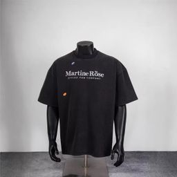 thumbnail for Martine rose washed distressed letter sticker print loose unisex short-sleeved trend