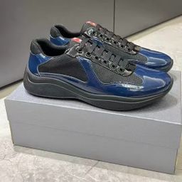 thumbnail for Spot second foreign trade Americas-cup.P home bright leather mesh breathable casual fashion sports patent leather men's shoes