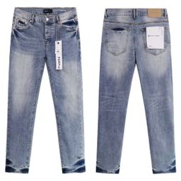 thumbnail for Cross-border foreign trade purple brand American high street hole patch trend retro straight amwash jeans