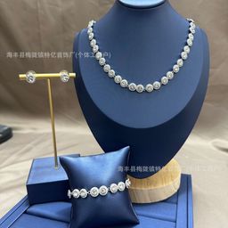 thumbnail for Shijia round buttons, full diamond necklace, bracelet stud earrings, set of factory direct