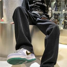 thumbnail for 2022 invierno grueso jeans hombres moda marca moda suelta pantalones rectos Hong Kong estilo juventud ruan guapo MOP Pantalones