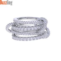 thumbnail for European and American new creative zircon stacked four-ring set refers to women's fashion diamond-encrusted rings, Internet celebrities, cross-border accessories in stock