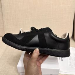 thumbnail for MM6 high version 2024 retro classic German training shoes female genuine leather small white shoes inner heightened khaki sneakers men