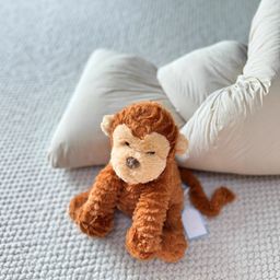 thumbnail for British Je Baby Comfort Doll Wavy-Haired Monkey Plush Toy Gift Soft Companion Toy Plush Chocolate Color