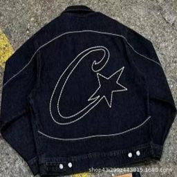 thumbnail for Jaqueta Jeans Corteiz Alcatraz com Bordado Estrela Transfronteiriça e Shorts Retro Desgastados de Alta Moda