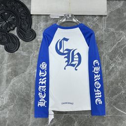 thumbnail for Chrome Hearts High-Quality Double Yarn Pure Cotton Color-Blocked Dropped Shoulder Sleeves Spring & Fall Long-Sleeved T-Shirts in Stock