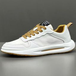 thumbnail for Sapatos masculinos de verão para pai, sapatos casuais esportivos de malha respirável de cano baixo, versáteis, sola macia, aumento de altura, sapatos brancos