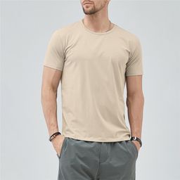 thumbnail for 180g冰丝t恤男短袖纯色夏季薄款休闲宽松速干弹力冰感上衣半袖潮