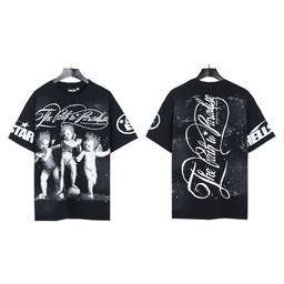 thumbnail for high quality Hellstar Hell Star Washed Old Man Figure Short-sleeved Men's and Women's Loose T-shirt Half-sleeve Trendy