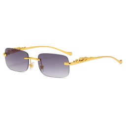 thumbnail for New Cross-border Metal Sunglasses Cheetah Decorative Distinctive Rimless Sunglasses Color Glasses Retro Leopard Head for Men and Women