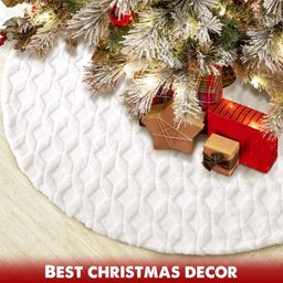 thumbnail for New Christmas tree skirt imitation fur with cable knit thick decoration Merry Christmas decoration Christmas tree apron