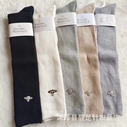 thumbnail for Exported to Japan: Empress Dowager Double Needle Solid Color Saturn Embroidery Diamond-Inlaid College Style Knee-High Over-The-Knee Slouch Women's Leg Socks