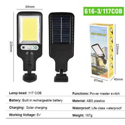 thumbnail for Luz de rua LED solar externa transfronteiriça com sensor de corpo humano, luz de jardim, iluminação doméstica, mini controle remoto, luz de parede.