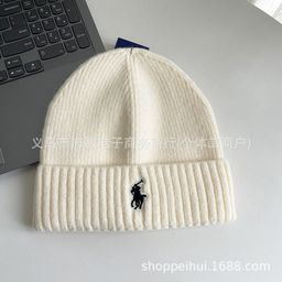 thumbnail for Autumn and Winter Adult Simple Embroidery Knitted Hat Casual All-match Wool Hat for Men and Women Warm Ear Protection Hat Cold Hat