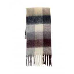 thumbnail for Women's winter scarf double-sided rainbow plaid shawl long seahorse fur color-block scarf with men's tassels