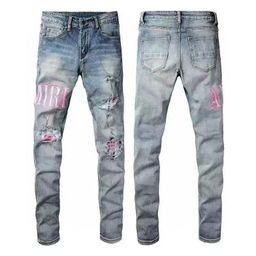 thumbnail for 跨境高版正确潮牌AMIRI 重工艺水洗破洞高街刺绣男女款牛仔裤代发