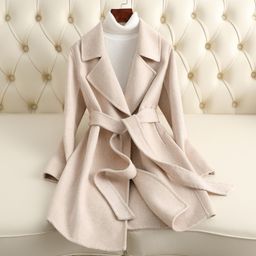thumbnail for 2025 Fall/Winter New Small Double-Sided Cashmere Coat Women's Mid-Length Slim Woolen Jacket Small Fragrance Wholesale