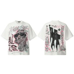 thumbnail for Camiseta de manga curta folgada tamanho grande para casais, marca europeia e americana da moda verão 2025, masculina e feminina, camiseta juvenil.