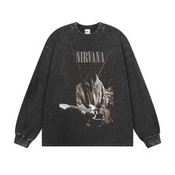 thumbnail for NIRVANA Nirvana Rock Band Short Sleeve T-Shirt Autumn New Cross-border Heavy American Retro Men's Cotton High Street