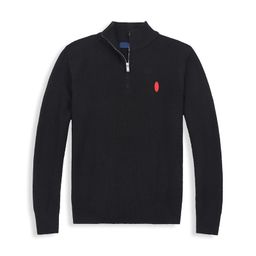 thumbnail for Men's Sweater Autumn and Winter Wear Collar Knitted Sweater Wool Blend Flower Beaded Half Zip Warm Pullover