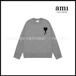 thumbnail for Cross-border AM sweater, classic round neck, big heart, jacquard pullover knitwear, loose and lazy, casual couple outfit